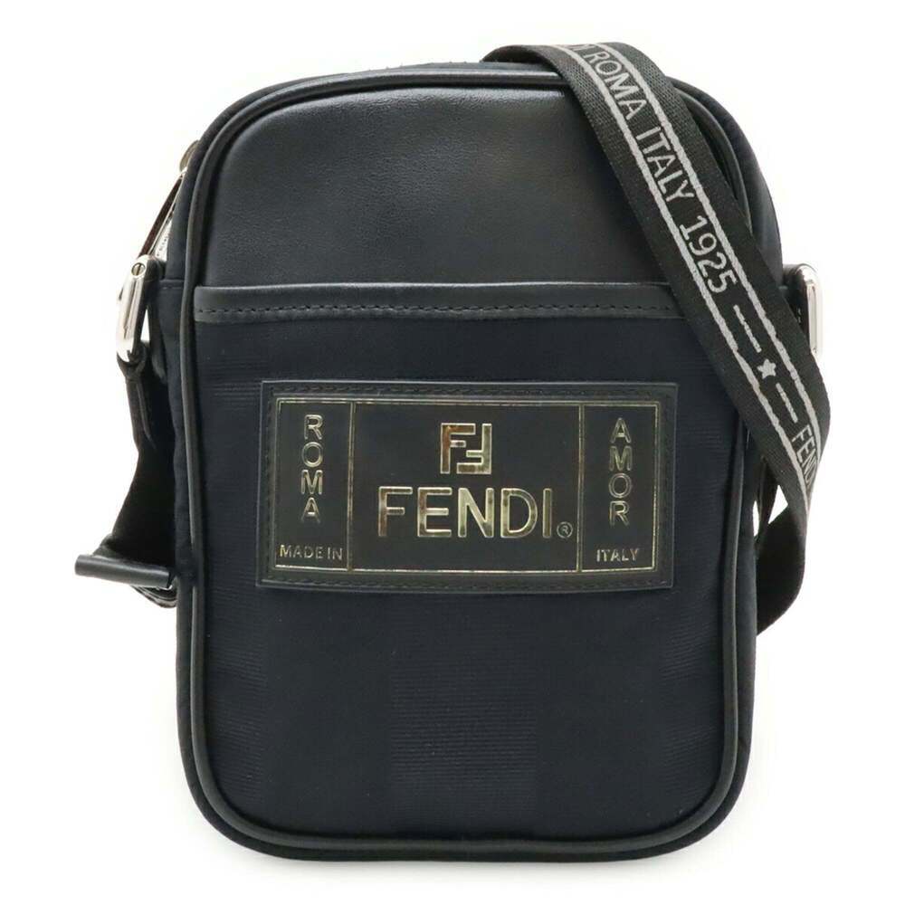 FENDI Black Leather Pochette Shoulder Bag